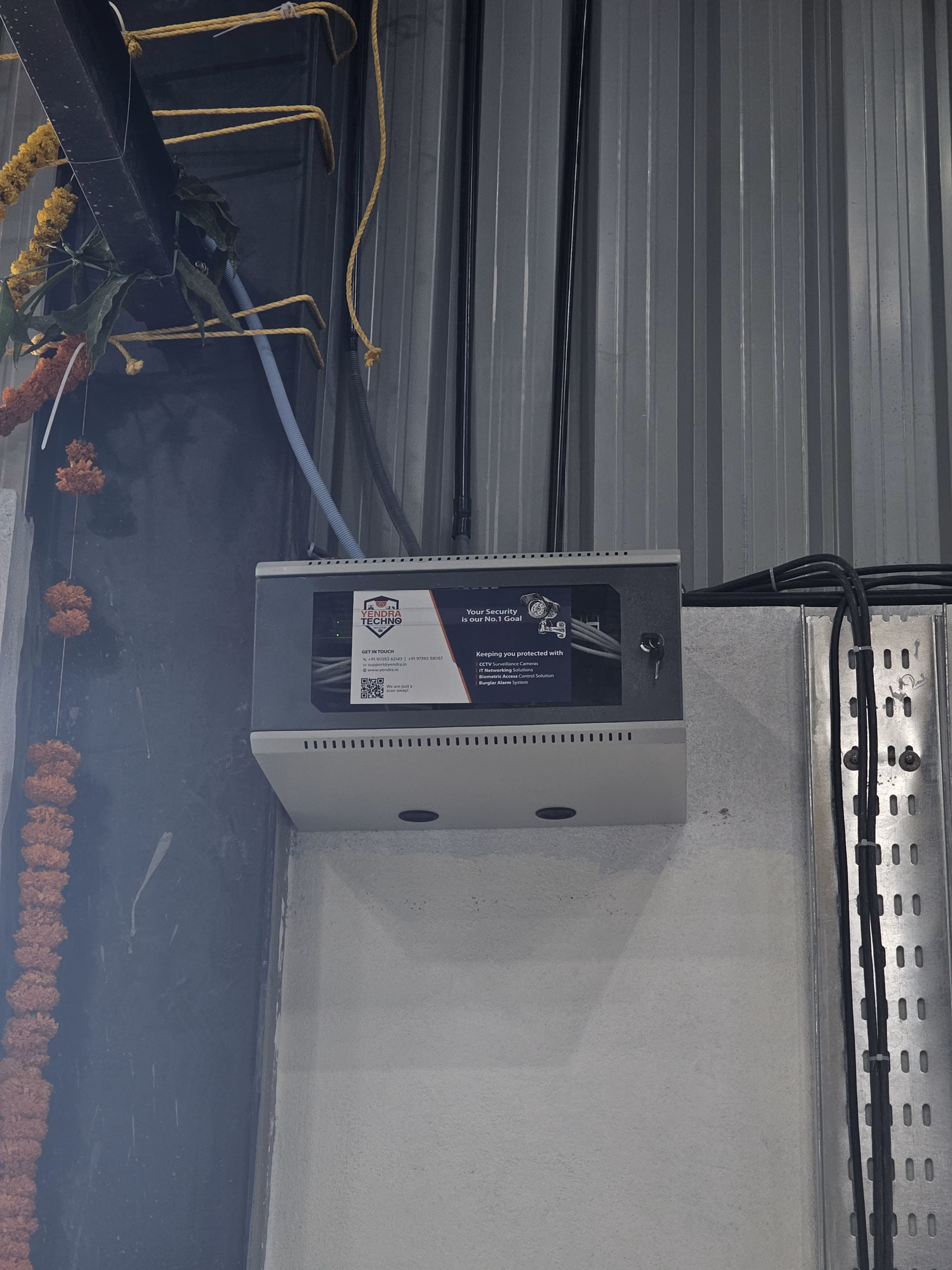 Camera mounting inside granite processing shed