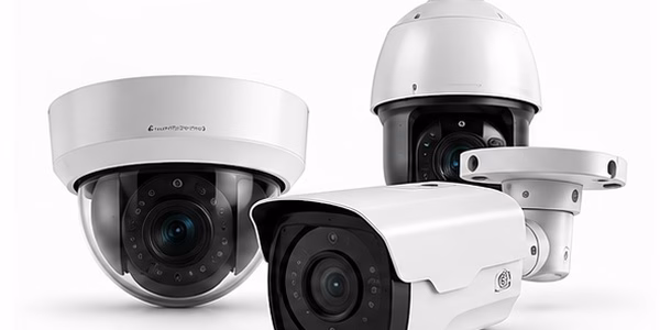 IP CCTV cameras capturing video in a factory