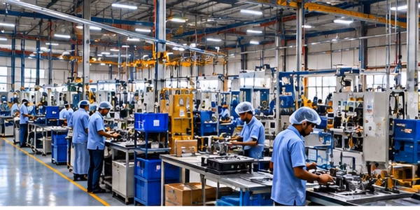 Factory production floor with CCTV coverage