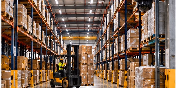 Warehouse aisles and racking covered by CCTV