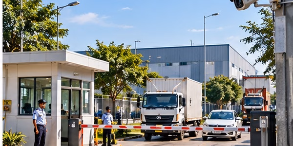 Factory entry and exit gate with CCTV for vehicles and visitors