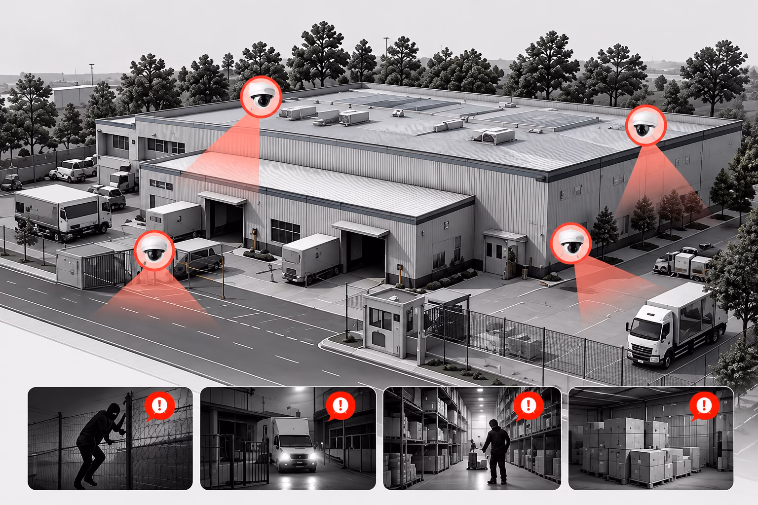 Factory covered by CCTV cameras only