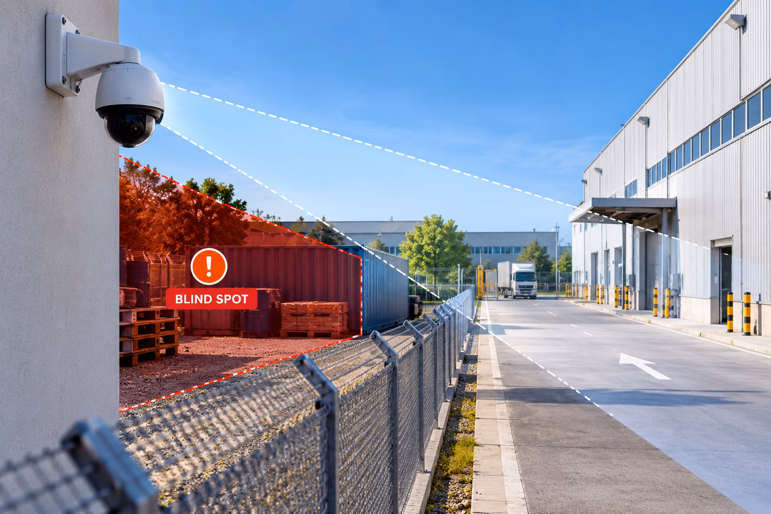 Industrial perimeter with coverage gaps