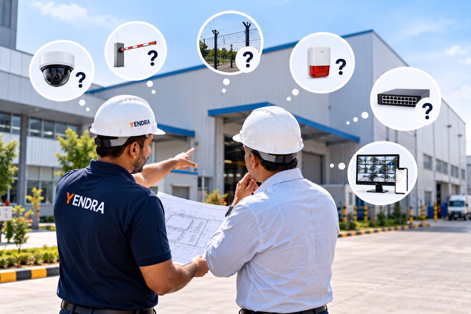 Security engineers assessing an industrial facility