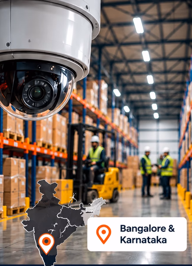 Dome CCTV camera installed in a Bangalore warehouse