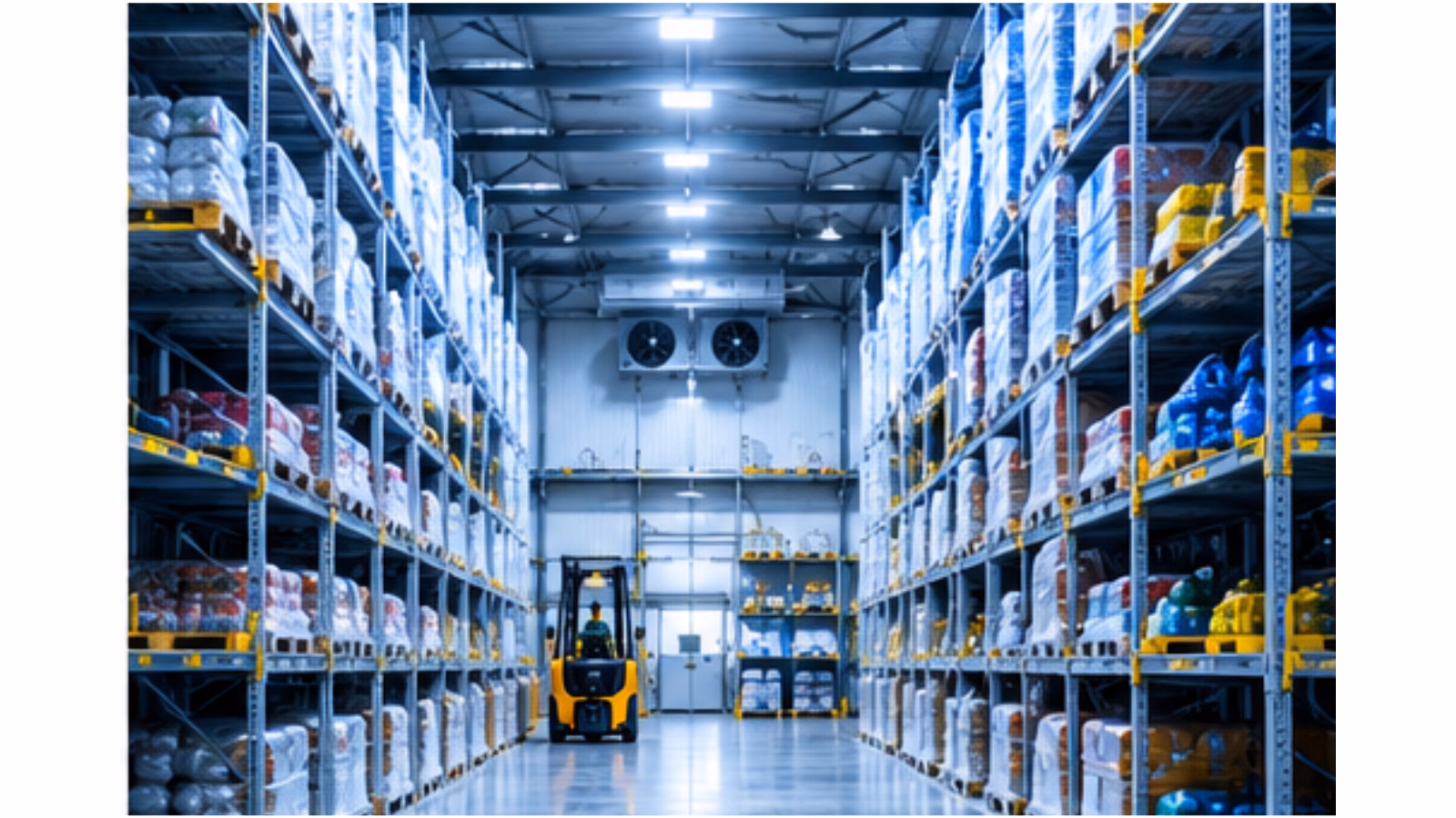 Cold storage warehouse with temperature-controlled racking