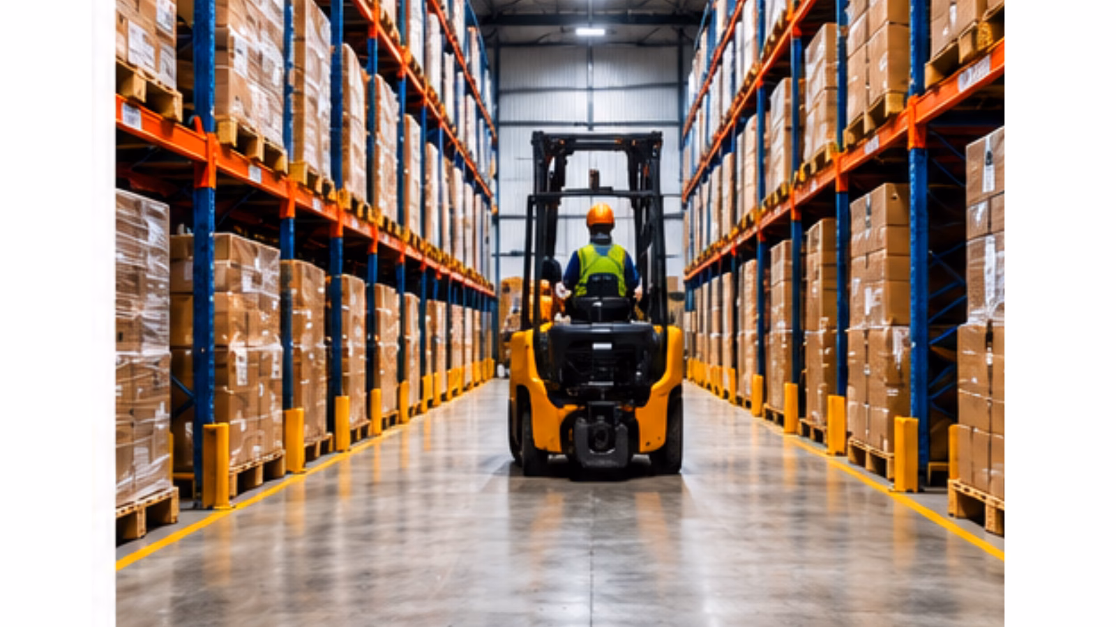 General warehouse with storage racks and inventory