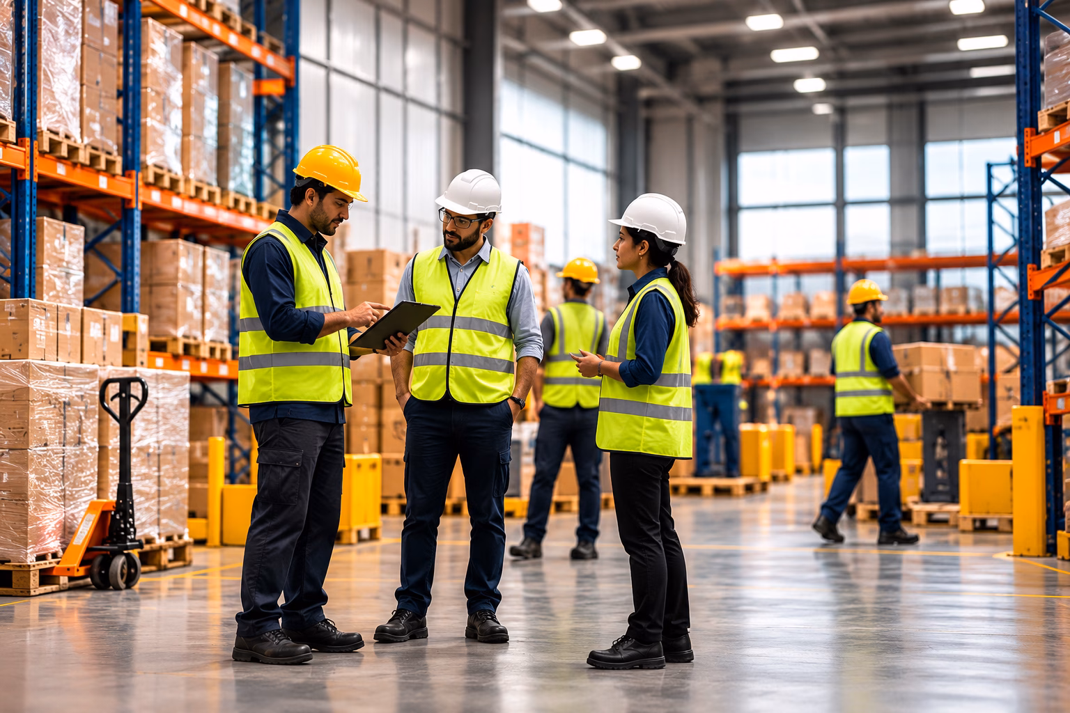 People working in warehouse